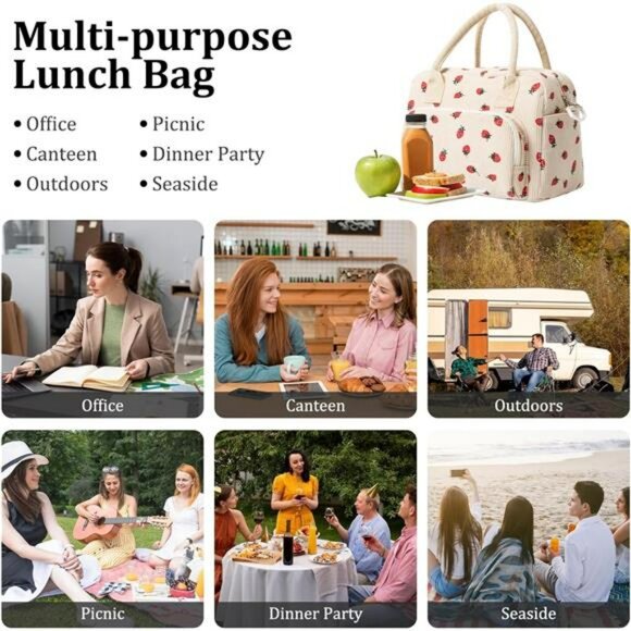 Large Insulated Lunch Bag Leakproof Cooler Tote for Work School Picnic Travel - Picture 6 of 7